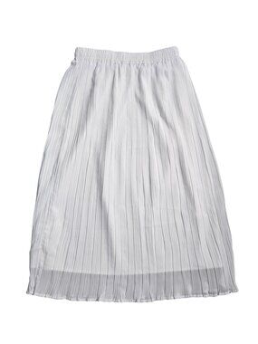NWOT | Crisp White High-Waisted Pleated Chiffon Midi Skirt Medium